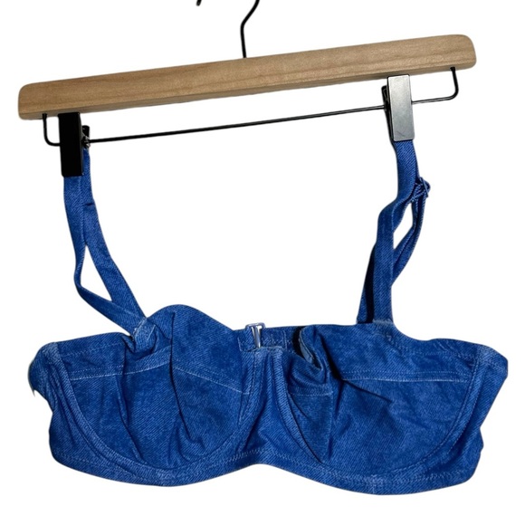 Aerie American Eagle Women’s Unlined Underwire Blue Denim Look Bra 34D - Picture 1 of 6